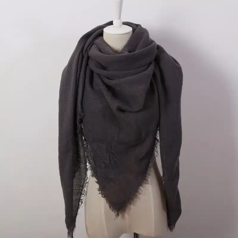 Hot Fashion Solid Color Winter Square Scarf Women Oversize Blankets Luxury brand Shawl Cashmere echarpe Cape Size 140cmx140cm 17
