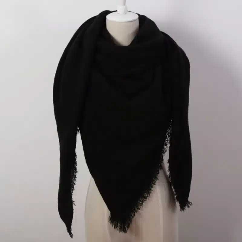 Hot Fashion Solid Color Winter Square Scarf Women Oversize Blankets Luxury brand Shawl Cashmere echarpe Cape Size 140cmx140cm 18