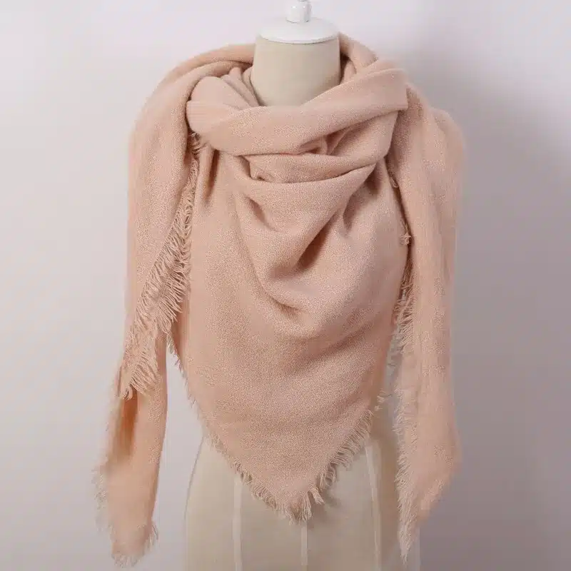 Hot Fashion Solid Color Winter Square Scarf Women Oversize Blankets Luxury brand Shawl Cashmere echarpe Cape Size 140cmx140cm 19