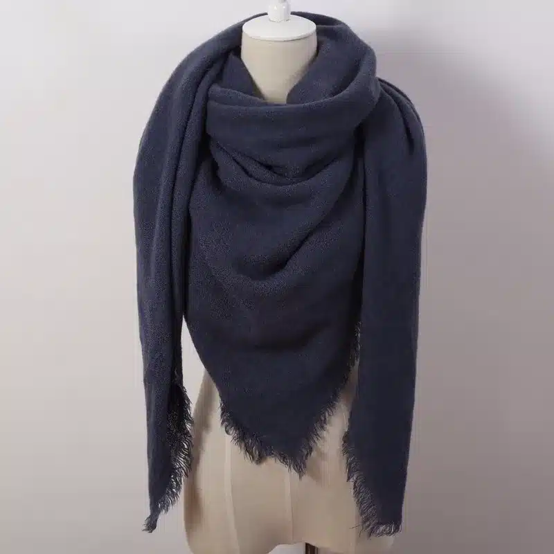 Hot Fashion Solid Color Winter Square Scarf Women Oversize Blankets Luxury brand Shawl Cashmere echarpe Cape Size 140cmx140cm 21