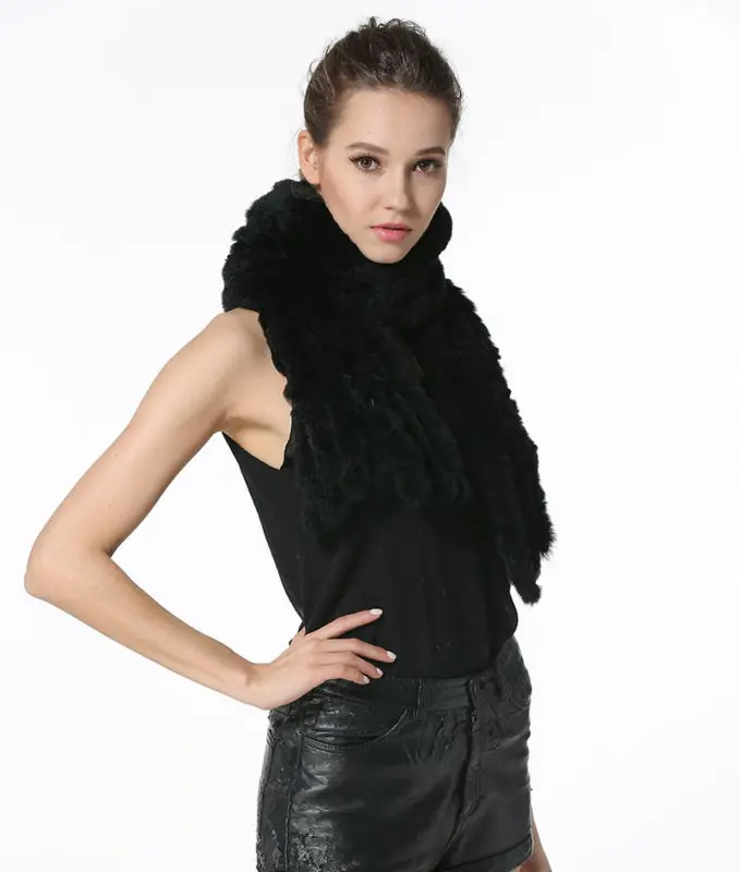 Fashion Women Scarf Classic 8 Vertical Bars Wrap Scarf Long Scarves 145cm*27cm Ladies Winter Real Rex Rabbit Fur Scarves LX00856 19