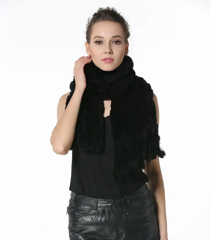Fashion Women Scarf Classic 8 Vertical Bars Wrap Scarf Long Scarves 145cm*27cm Ladies Winter Real Rex Rabbit Fur Scarves LX00856 20