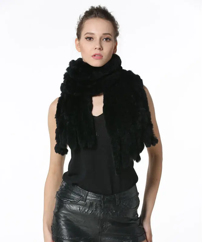 Fashion Women Scarf Classic 8 Vertical Bars Wrap Scarf Long Scarves 145cm*27cm Ladies Winter Real Rex Rabbit Fur Scarves LX00856 22