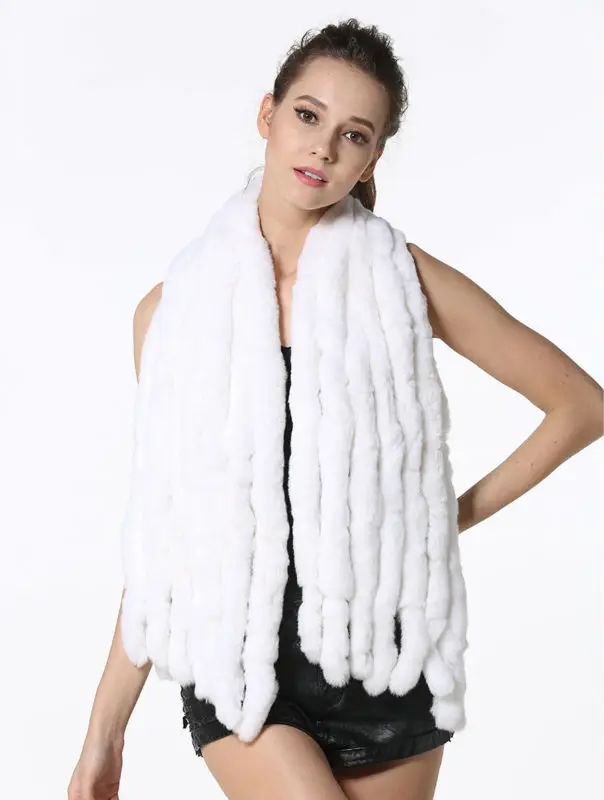 Fashion Women Scarf Classic 8 Vertical Bars Wrap Scarf Long Scarves 145cm*27cm Ladies Winter Real Rex Rabbit Fur Scarves LX00856 26