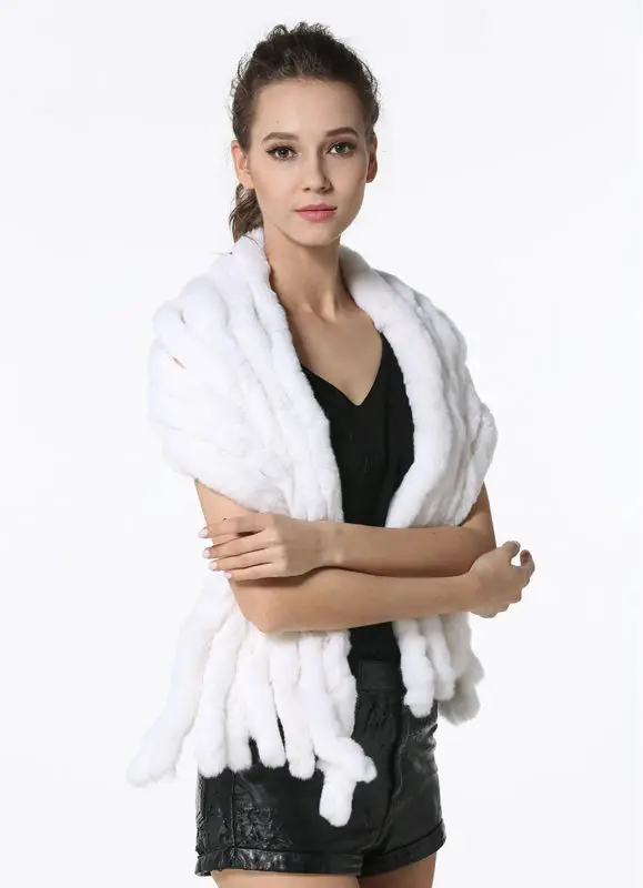 Fashion Women Scarf Classic 8 Vertical Bars Wrap Scarf Long Scarves 145cm*27cm Ladies Winter Real Rex Rabbit Fur Scarves LX00856 27