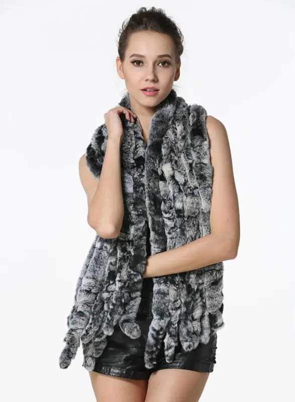 Fashion Women Scarf Classic 8 Vertical Bars Wrap Scarf Long Scarves 145cm*27cm Ladies Winter Real Rex Rabbit Fur Scarves LX00856 33