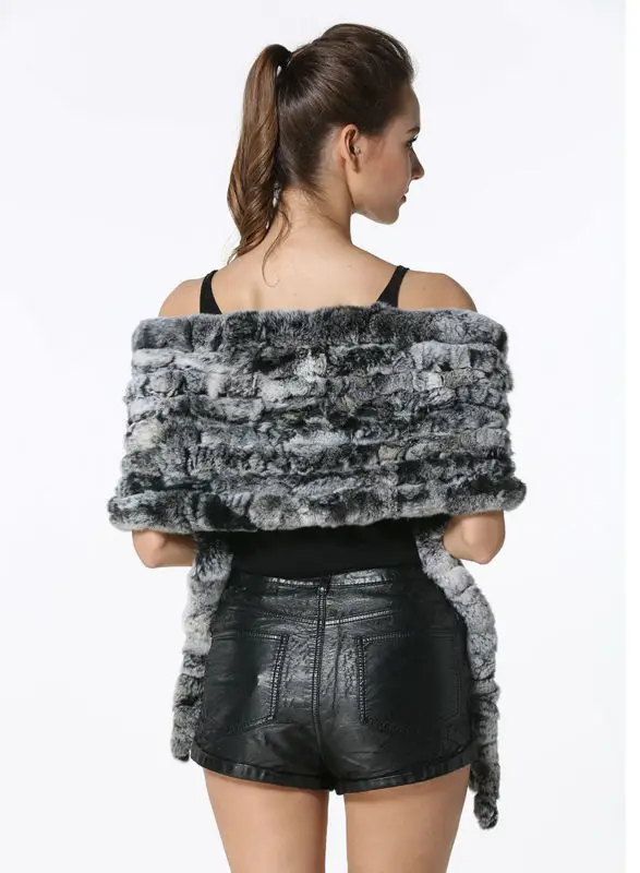 Fashion Women Scarf Classic 8 Vertical Bars Wrap Scarf Long Scarves 145cm*27cm Ladies Winter Real Rex Rabbit Fur Scarves LX00856 38
