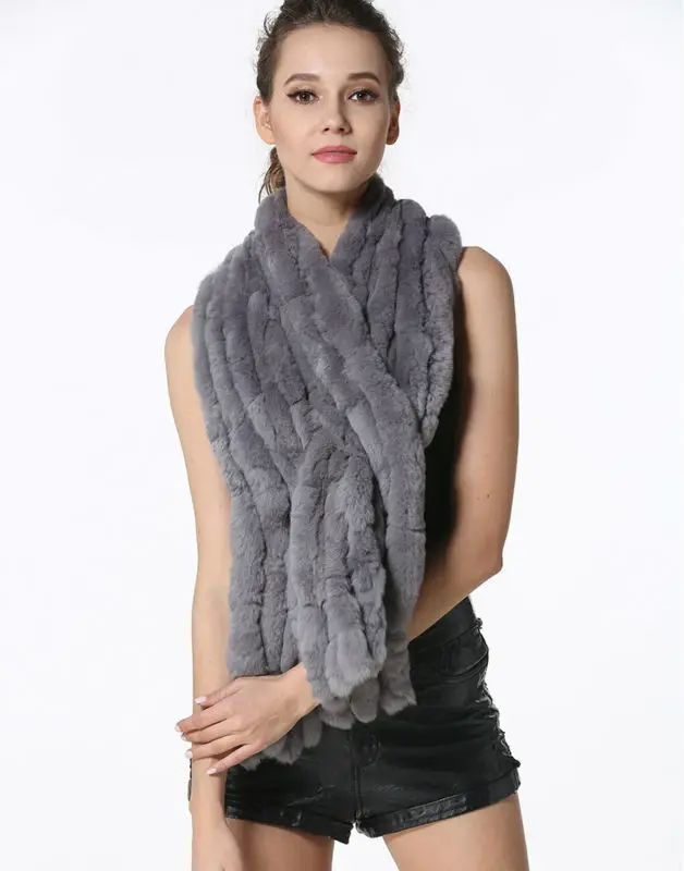Fashion Women Scarf Classic 8 Vertical Bars Wrap Scarf Long Scarves 145cm*27cm Ladies Winter Real Rex Rabbit Fur Scarves LX00856 43