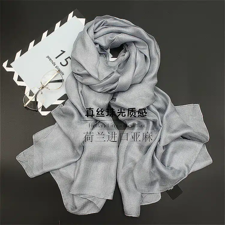 New 185*100cm Pearl Solid Linen Silk Scarf Shawl Autumn Winter Scarf Women Beautiful Scarves warp Echarpes Foulards Femme 18