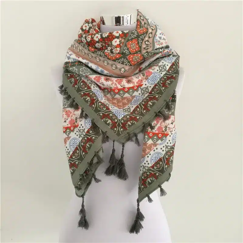 Hot sale bandana new fashion woman Scarf square scarves Printed Women Wraps Winter autumn ladies shawl Luxury Brand tassel scarf 23