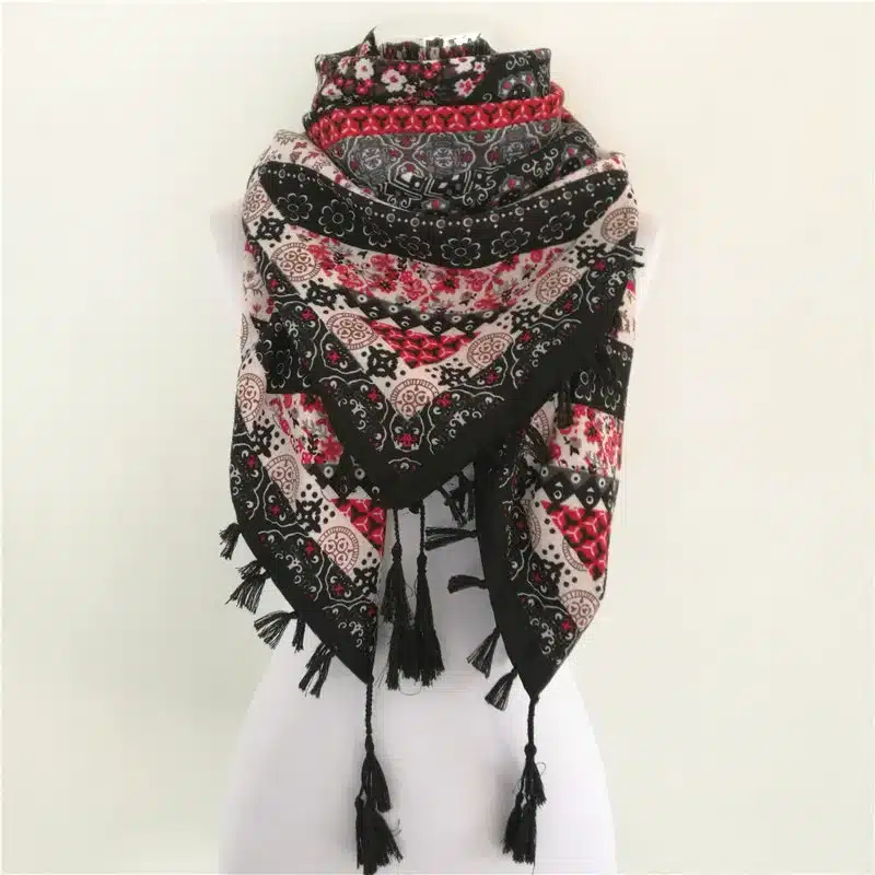 Hot sale bandana new fashion woman Scarf square scarves Printed Women Wraps Winter autumn ladies shawl Luxury Brand tassel scarf 25