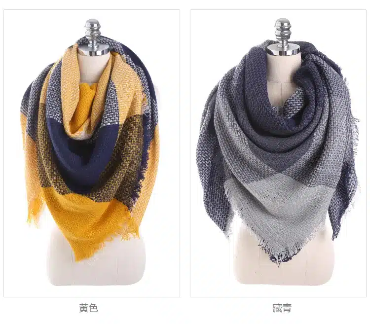 2017 Winter Geometric Scarf Women Hit Color Stitching Plaid Cashmere Scarf Luxury Brand Warm Wool Scarves Couple Models Wraps 15