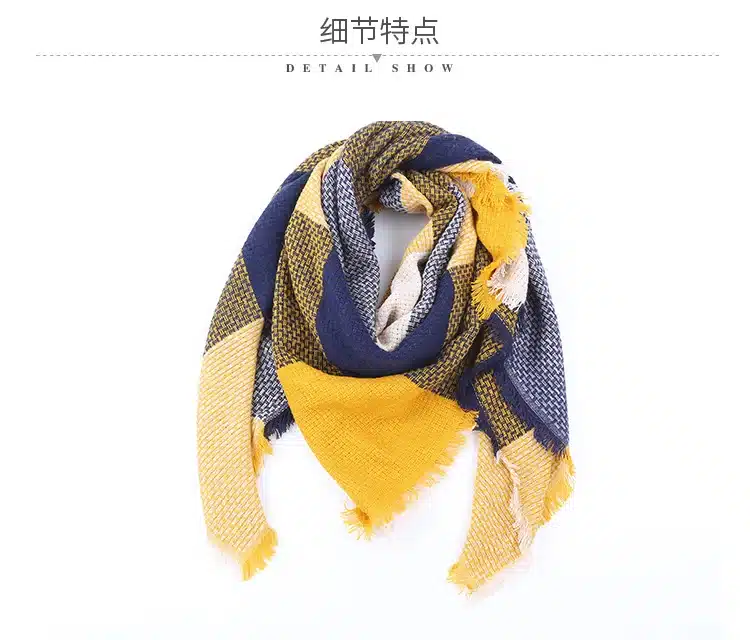 2017 Winter Geometric Scarf Women Hit Color Stitching Plaid Cashmere Scarf Luxury Brand Warm Wool Scarves Couple Models Wraps 17