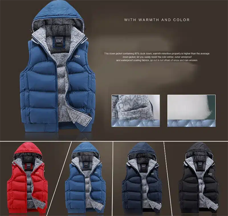 Fashion Sleeveless Jacket 2017 Men Thickening 100% Cotton Vest Hat Hooded Warm Vest Winter Waistcoat Men Casual Windbreaker 16