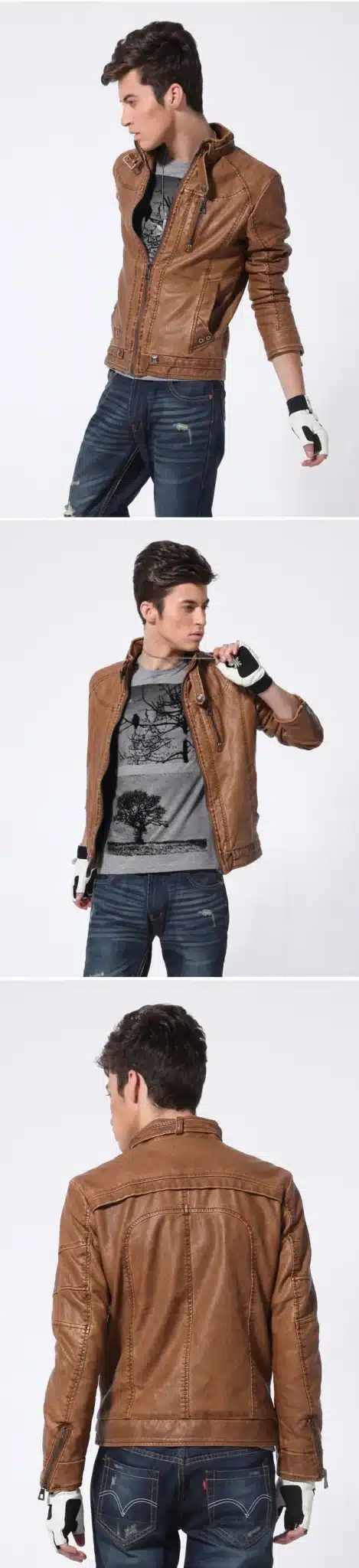 Men Autumn Winter Leather Jacket Motorcycle Leather Jackets Male Business casual Coats Brand New clothing veste en cuir,YA349 15