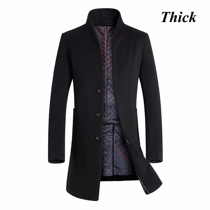 Letskeep 2017 New Winter woolen long peacoat men slim fit casual thick overcoat mens warm Windbreaker trench coat Jackets, MA209 4