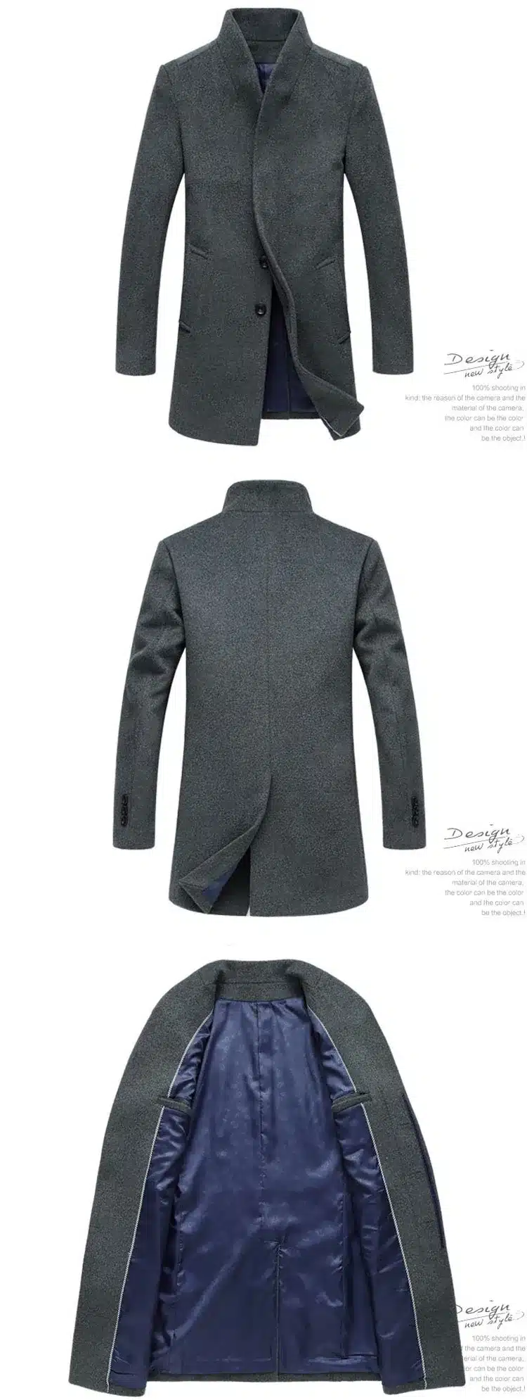 Letskeep 2017 New Winter woolen long peacoat men slim fit casual thick overcoat mens warm Windbreaker trench coat Jackets, MA209 8