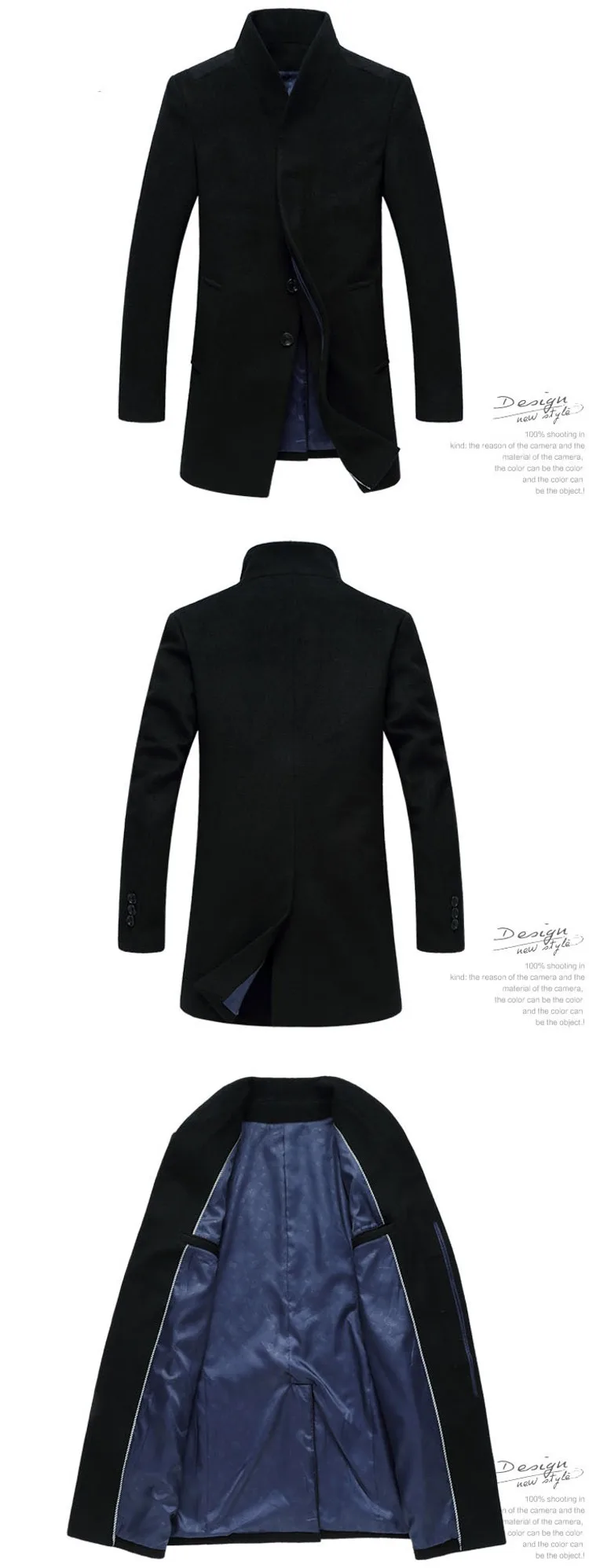 Letskeep 2017 New Winter woolen long peacoat men slim fit casual thick overcoat mens warm Windbreaker trench coat Jackets, MA209 9