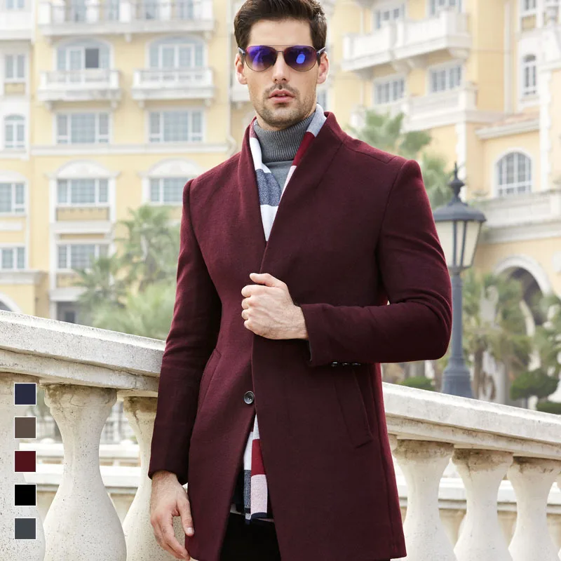 Letskeep 2017 New Winter woolen long peacoat men slim fit casual thick overcoat mens warm Windbreaker trench coat Jackets, MA209 13