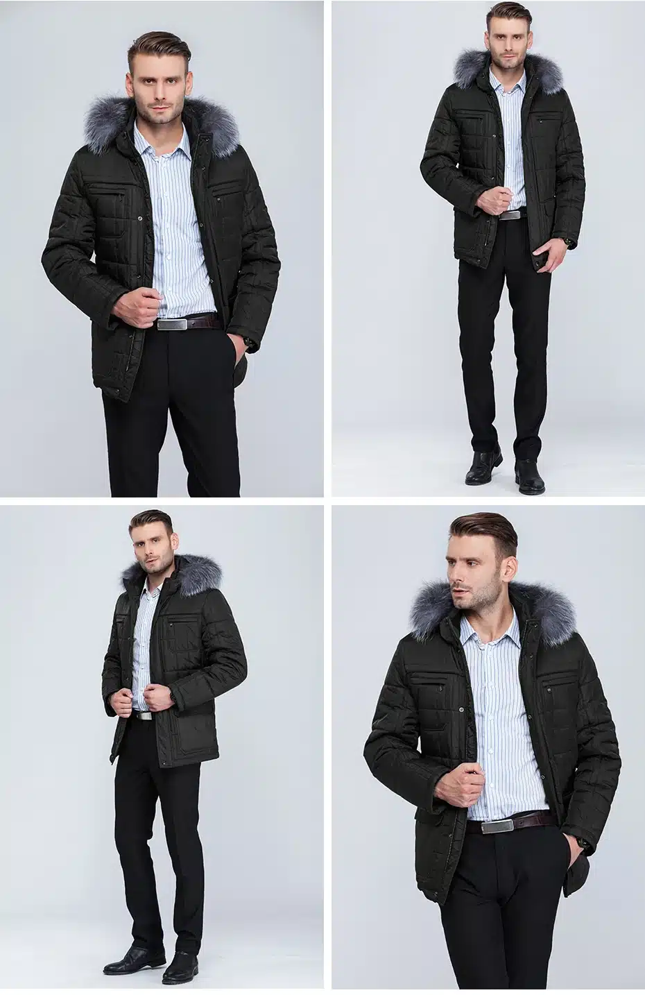 City Class Men's Winter Thinsulate Coats Silver fox Hooded Jackets Thick Warm Fashion Casual Stand Collar Removable Hat 14342 19