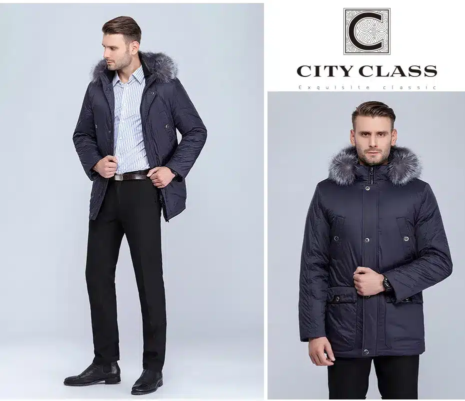 CITY CLASS New Top Thick Warm Winter Jacket Men Overcoat Casual Loose Isosoft Removable Silver Fox Hat Coats Free Shipping 14305 17