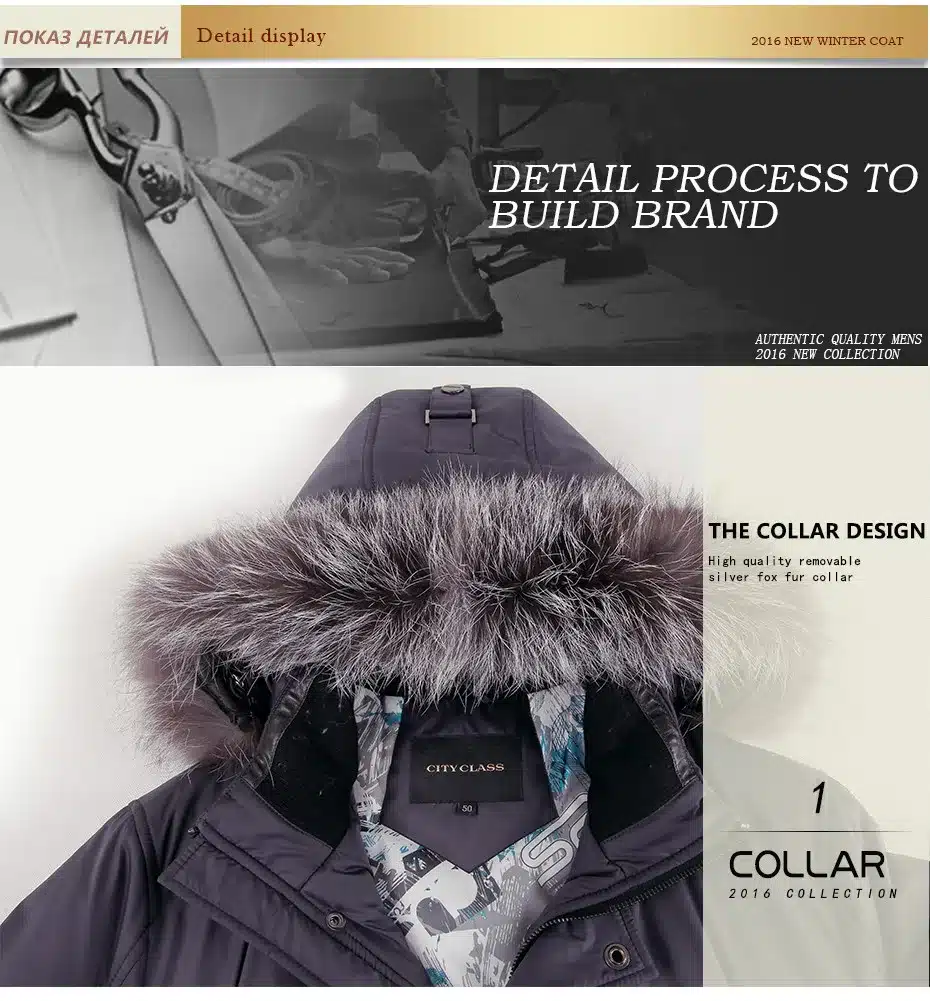 CITY CLASS New Top Thick Warm Winter Jacket Men Overcoat Casual Loose Isosoft Removable Silver Fox Hat Coats Free Shipping 14305 21