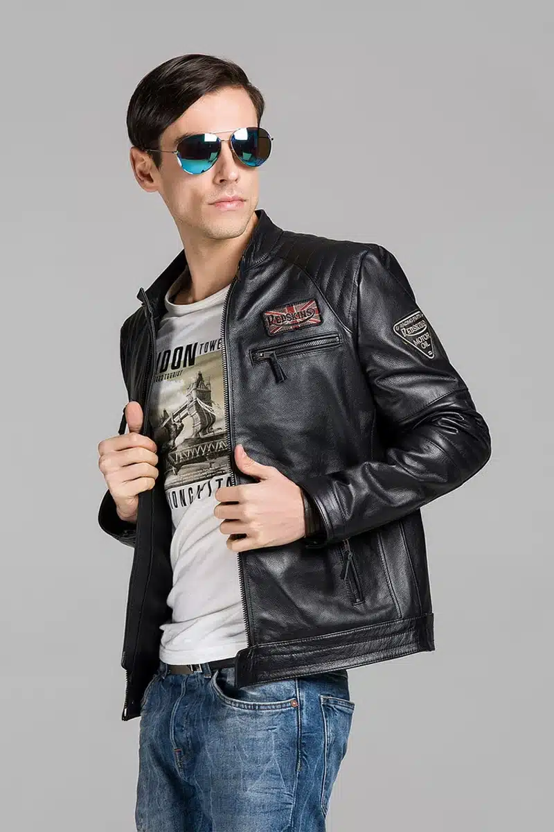 Harley motorcycle rider jacket, slim mens genuine leather jacket, man's genuine leather coat 8