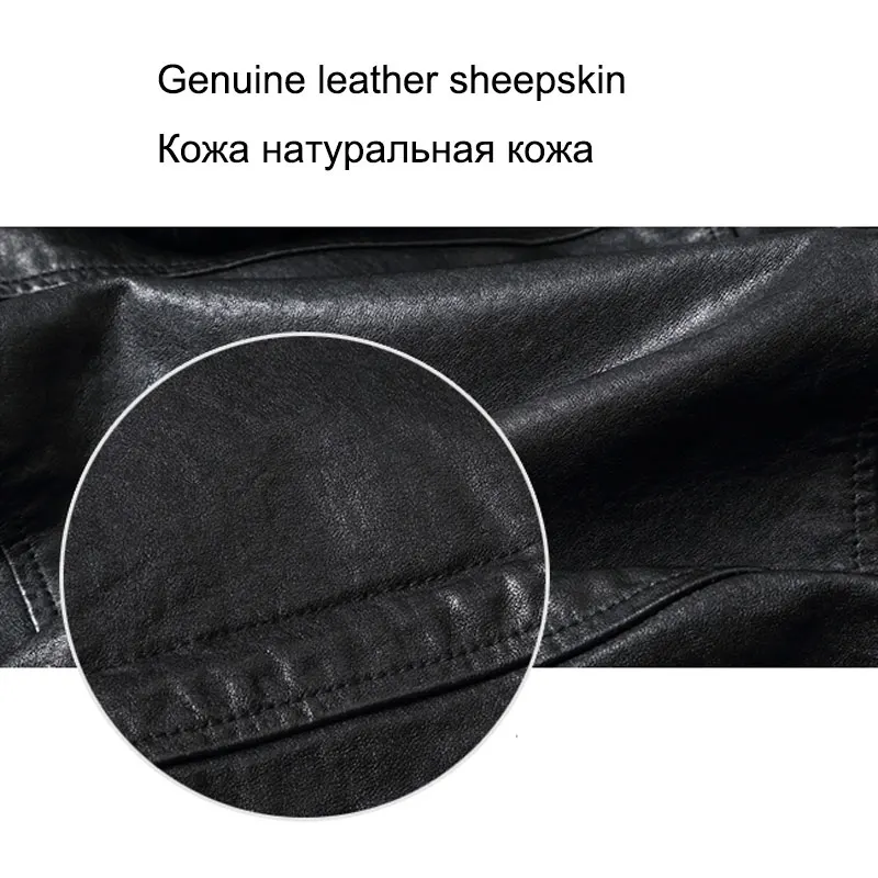 Dusen Klein men jackets tanned genuine sheepskin hooded motorcycle coats short/Slim Designer outwear 61U8183 10