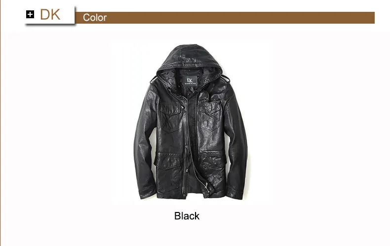 Dusen Klein men jackets tanned genuine sheepskin hooded motorcycle coats short/Slim Designer outwear 61U8183 11