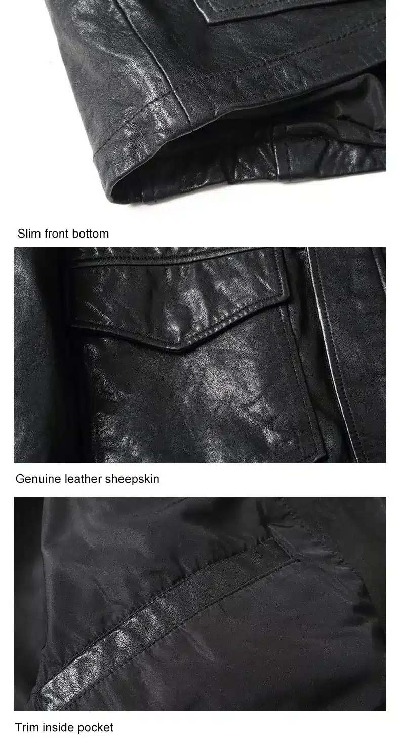 Dusen Klein men jackets tanned genuine sheepskin hooded motorcycle coats short/Slim Designer outwear 61U8183 14