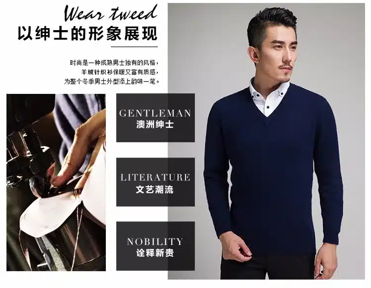 Lafarvie New Slim Knitted Cashmere Wool Sweater Men Tops Pullovers Autumn Winter Warm Casual Solid Color V-Neck Full Sleeve Pull 5