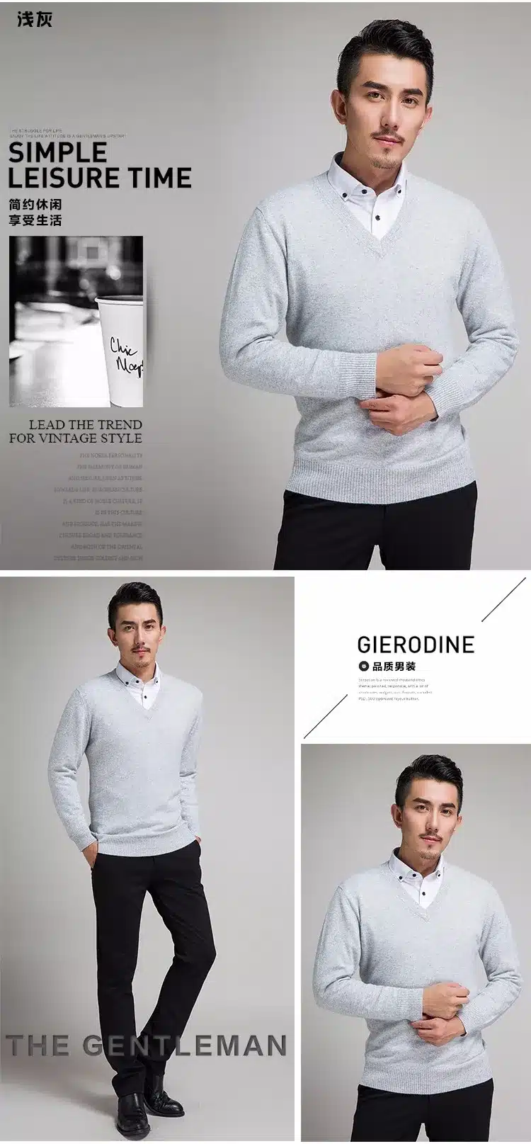 Lafarvie New Slim Knitted Cashmere Wool Sweater Men Tops Pullovers Autumn Winter Warm Casual Solid Color V-Neck Full Sleeve Pull 12