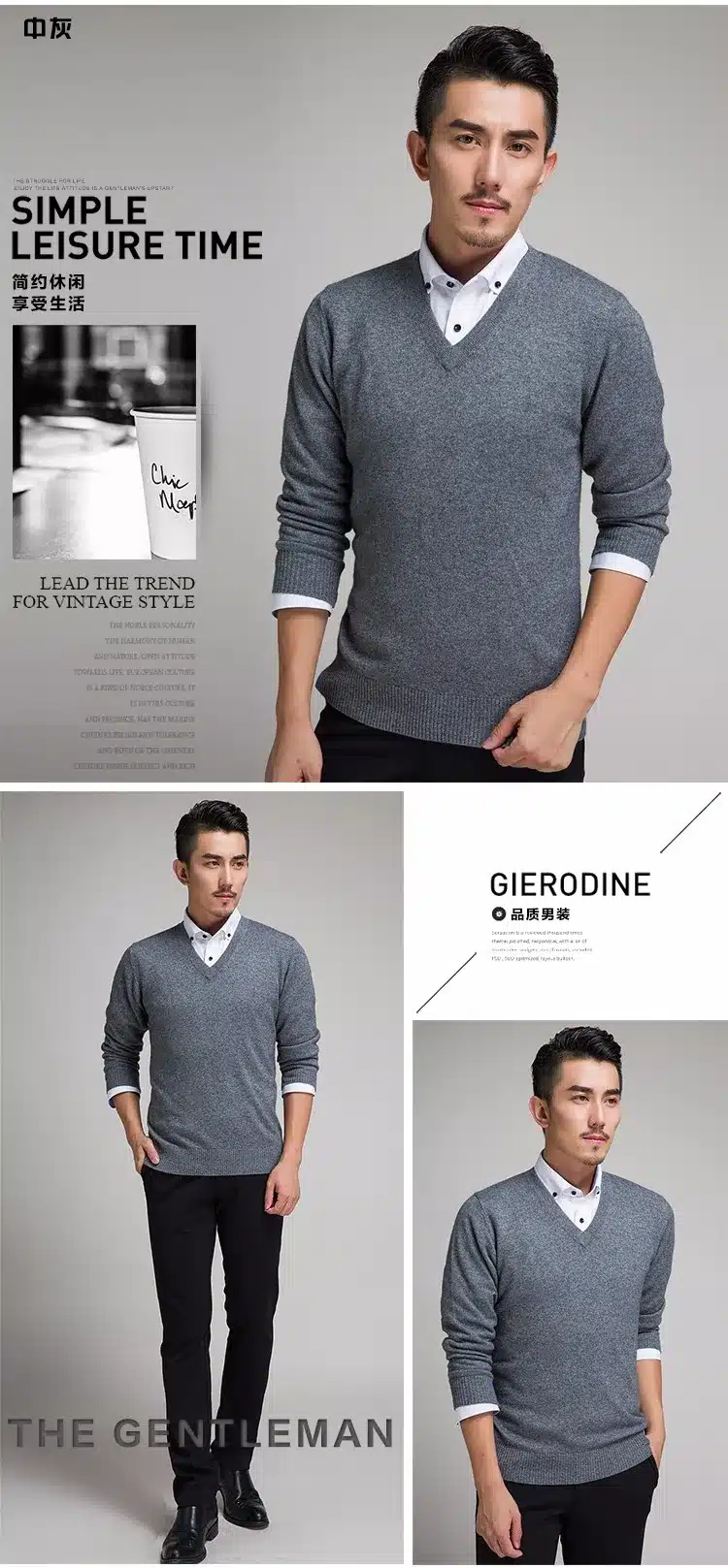 Lafarvie New Slim Knitted Cashmere Wool Sweater Men Tops Pullovers Autumn Winter Warm Casual Solid Color V-Neck Full Sleeve Pull 14