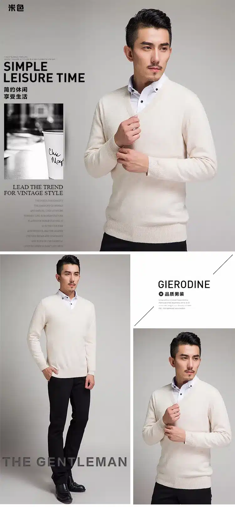 Lafarvie New Slim Knitted Cashmere Wool Sweater Men Tops Pullovers Autumn Winter Warm Casual Solid Color V-Neck Full Sleeve Pull 16