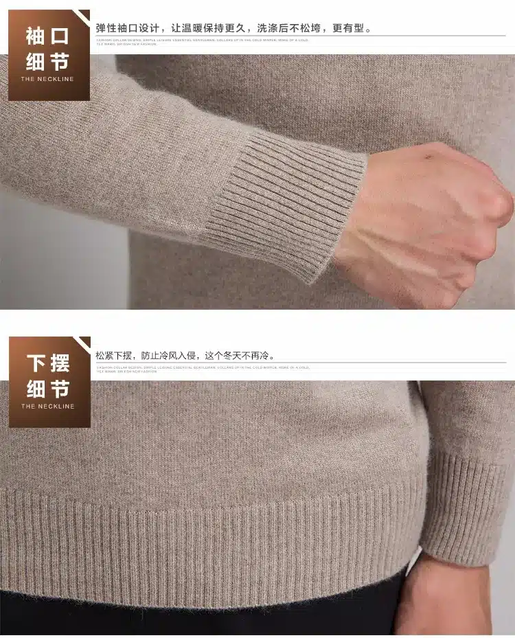 Lafarvie New Slim Knitted Cashmere Wool Sweater Men Tops Pullovers Autumn Winter Warm Casual Solid Color V-Neck Full Sleeve Pull 18
