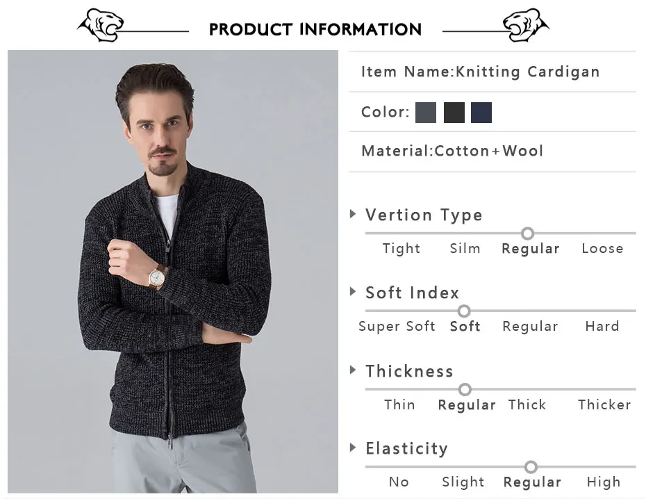 TIGER CASTLE Men Fashion Wool Sweater Male Knitted Cardigan Fashion Mens Sweaters Spring Autumn Leisure Sweater for Men 1