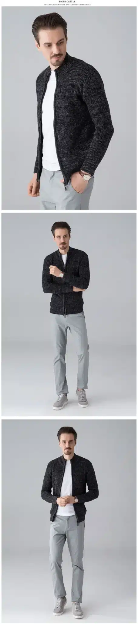 TIGER CASTLE Men Fashion Wool Sweater Male Knitted Cardigan Fashion Mens Sweaters Spring Autumn Leisure Sweater for Men 7