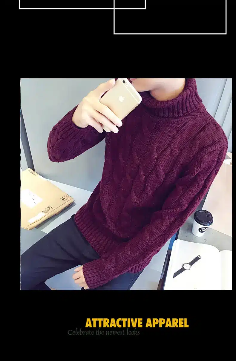 2017 autumn winter new turtleneck sweater male sweater men's slim underwear shirt fashion and leisure high quality sweaters 14