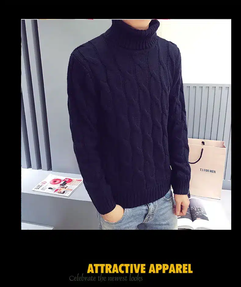 2017 autumn winter new turtleneck sweater male sweater men's slim underwear shirt fashion and leisure high quality sweaters 16