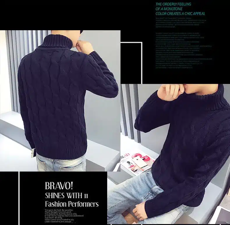 2017 autumn winter new turtleneck sweater male sweater men's slim underwear shirt fashion and leisure high quality sweaters 18