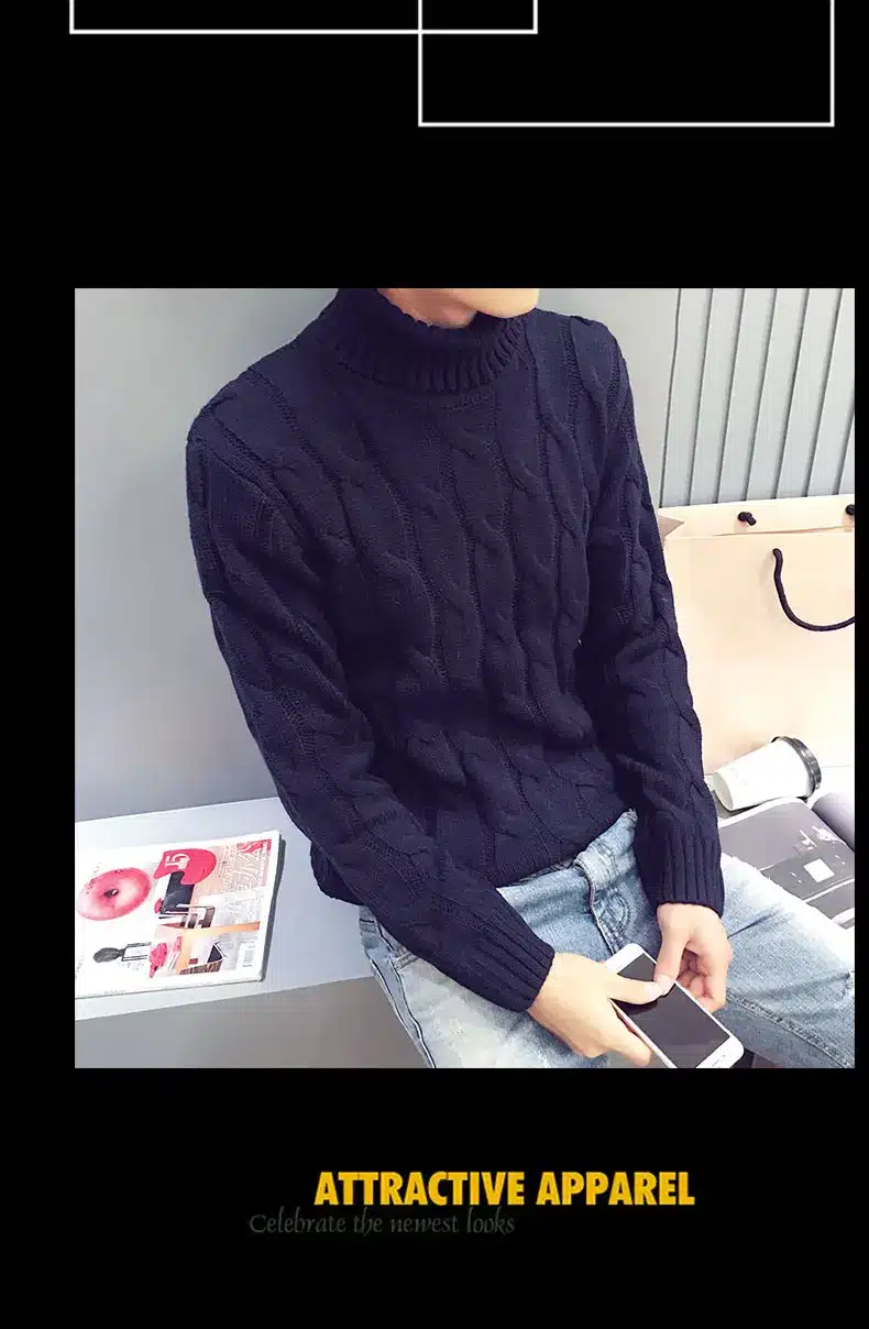 2017 autumn winter new turtleneck sweater male sweater men's slim underwear shirt fashion and leisure high quality sweaters 19