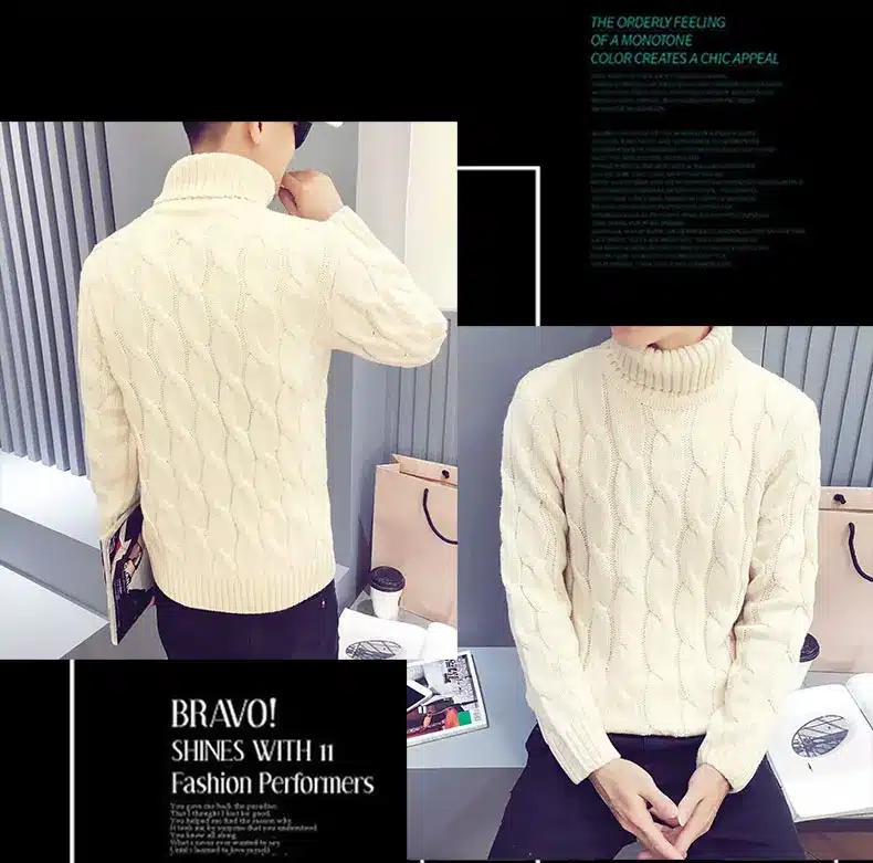 2017 autumn winter new turtleneck sweater male sweater men's slim underwear shirt fashion and leisure high quality sweaters 23