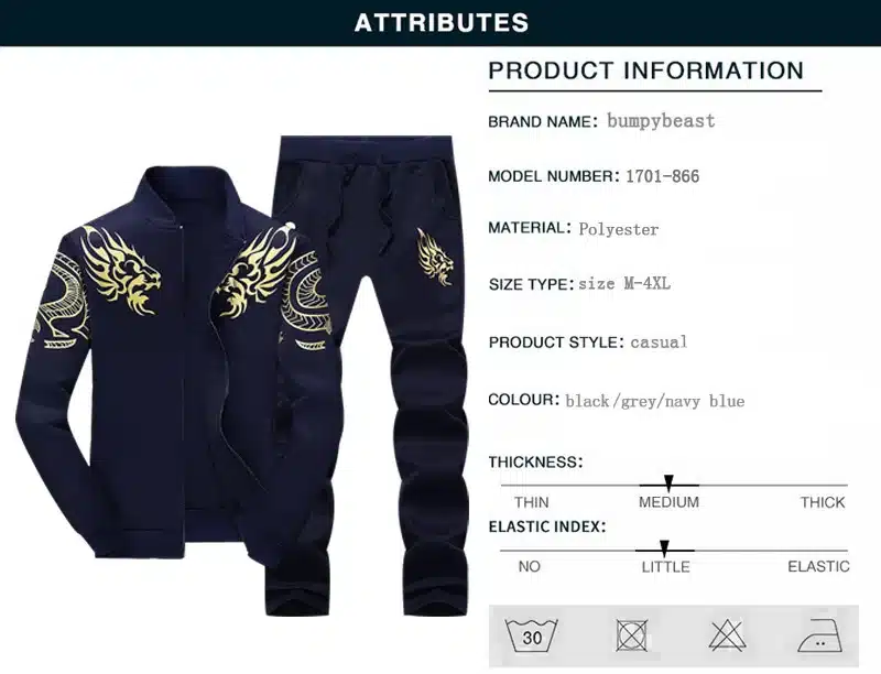 Bumpybeast Zipper Jacket+Pant Polo Set 2017 Casual Men Sporting Suit Hoodie Men's Tracksuit Sweatshirt Male Two Pieces Set 10
