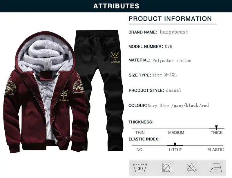 Winter Mens Warm Set Fleece Track suits for Men Tracksuit Brand Clothing Sudaderas Hombre RunningMens Suits Male Clothing 10