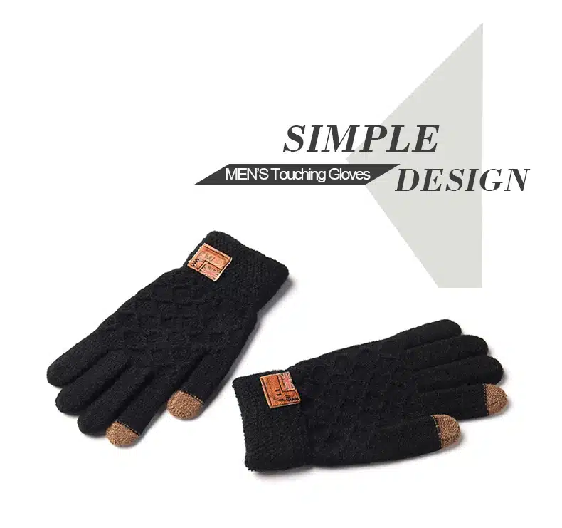 REALBY Men's Winter Gloves Warm Wrist touch Screen Glove Luvas de inverno Male Mitaine HommeThermal Warm Black Gloves Mittens 9