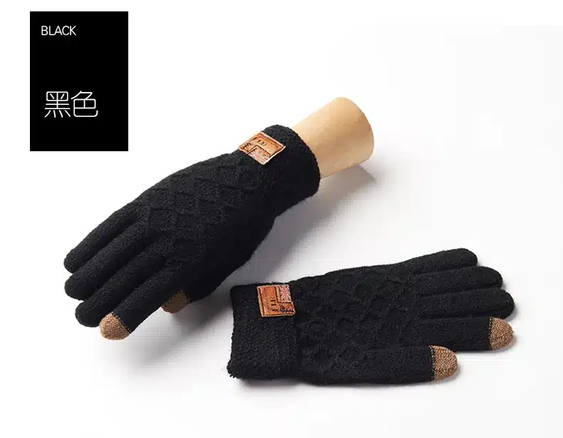 REALBY Men's Winter Gloves Warm Wrist touch Screen Glove Luvas de inverno Male Mitaine HommeThermal Warm Black Gloves Mittens 19