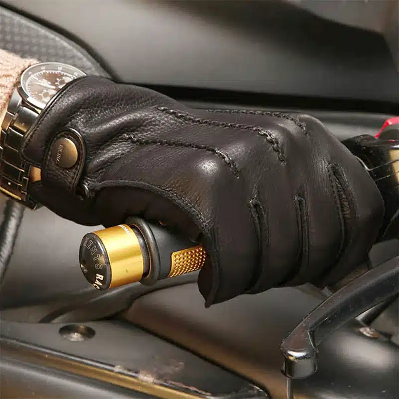 Fashion 2017 Luxury Men Deerskin Gloves Button Wrist Solid Genuine Leather Male Winter Driving Glove Free Shipping Em012wr 9