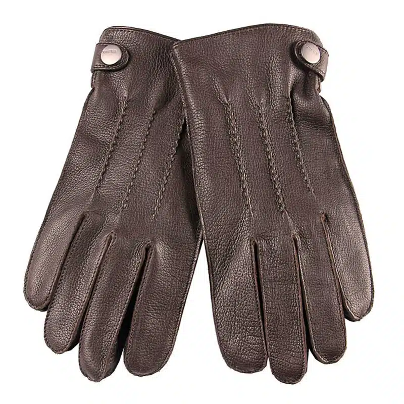 Fashion 2017 Luxury Men Deerskin Gloves Button Wrist Solid Genuine Leather Male Winter Driving Glove Free Shipping Em012wr 14