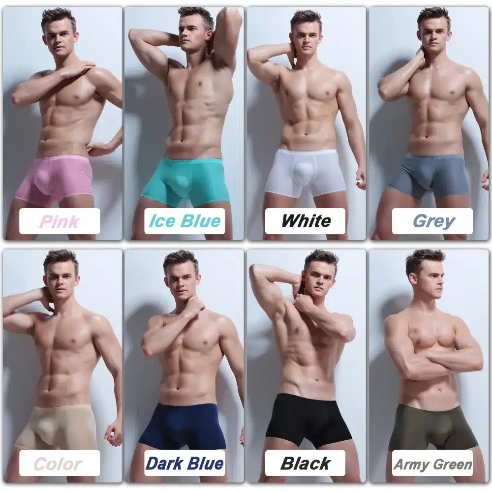 Ice Silk Boxer Sexy Men Transparent Men Underwear Low waist Slip Homme 3XL Cuecas Boxers See Through Mens Underwear Boxers Brand 17