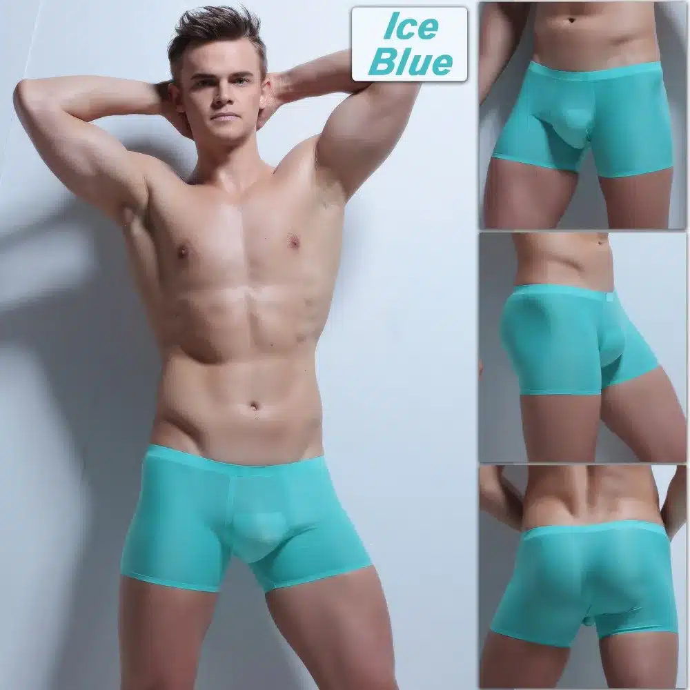Ice Silk Boxer Sexy Men Transparent Men Underwear Low waist Slip Homme 3XL Cuecas Boxers See Through Mens Underwear Boxers Brand 18
